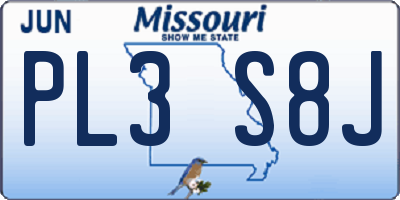 MO license plate PL3S8J