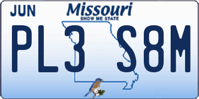 MO license plate PL3S8M