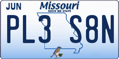 MO license plate PL3S8N