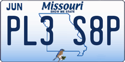 MO license plate PL3S8P