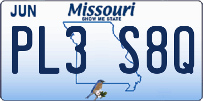 MO license plate PL3S8Q