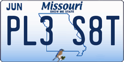MO license plate PL3S8T