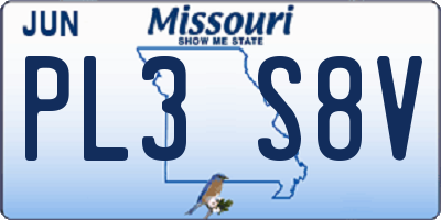 MO license plate PL3S8V