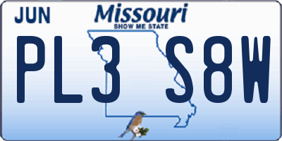 MO license plate PL3S8W