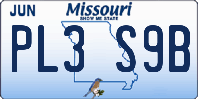 MO license plate PL3S9B