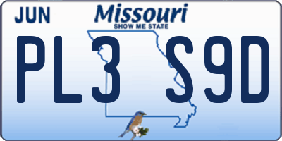 MO license plate PL3S9D