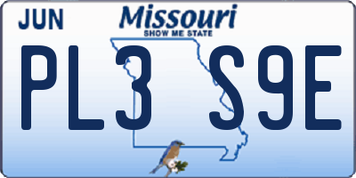MO license plate PL3S9E