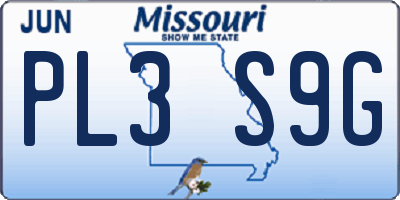 MO license plate PL3S9G