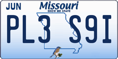 MO license plate PL3S9I