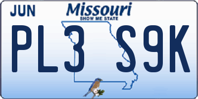MO license plate PL3S9K