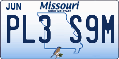 MO license plate PL3S9M