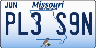 MO license plate PL3S9N