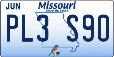 MO license plate PL3S9O