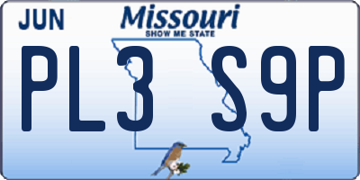 MO license plate PL3S9P