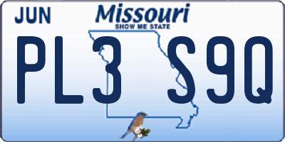 MO license plate PL3S9Q