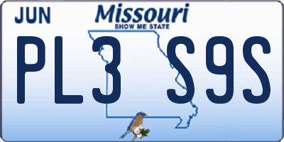 MO license plate PL3S9S