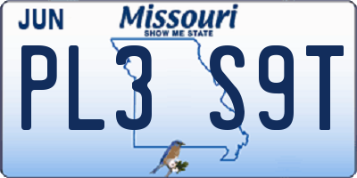 MO license plate PL3S9T