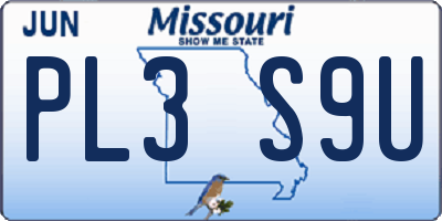 MO license plate PL3S9U
