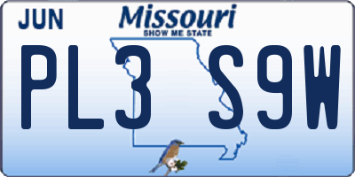 MO license plate PL3S9W