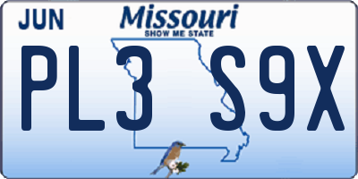 MO license plate PL3S9X