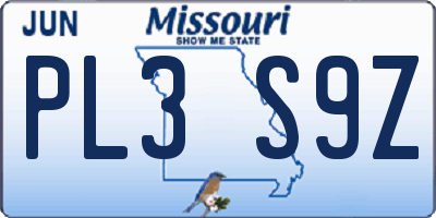 MO license plate PL3S9Z