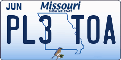 MO license plate PL3T0A