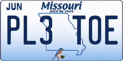 MO license plate PL3T0E