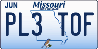 MO license plate PL3T0F