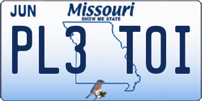 MO license plate PL3T0I