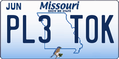 MO license plate PL3T0K