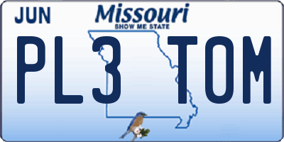 MO license plate PL3T0M