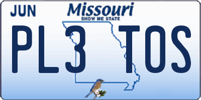 MO license plate PL3T0S