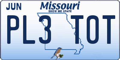 MO license plate PL3T0T