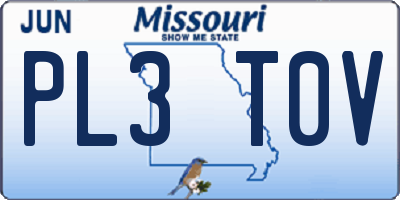 MO license plate PL3T0V