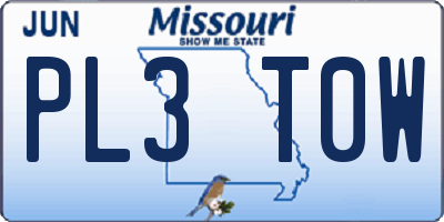 MO license plate PL3T0W