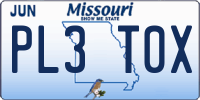MO license plate PL3T0X