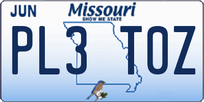 MO license plate PL3T0Z