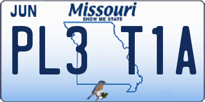 MO license plate PL3T1A