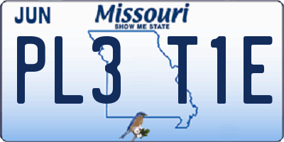 MO license plate PL3T1E