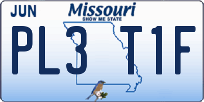 MO license plate PL3T1F