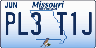 MO license plate PL3T1J