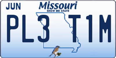 MO license plate PL3T1M