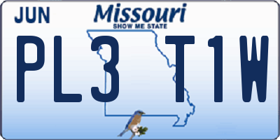 MO license plate PL3T1W