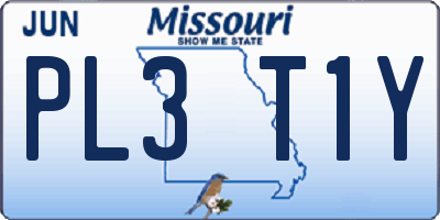 MO license plate PL3T1Y