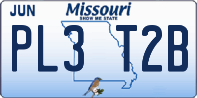 MO license plate PL3T2B