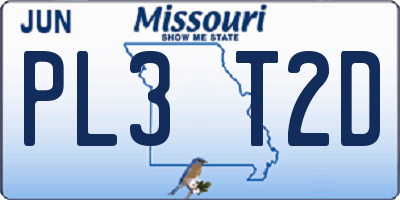 MO license plate PL3T2D