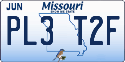 MO license plate PL3T2F