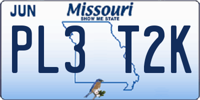MO license plate PL3T2K