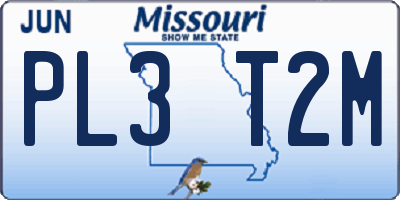 MO license plate PL3T2M