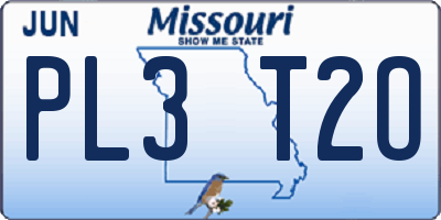 MO license plate PL3T2O